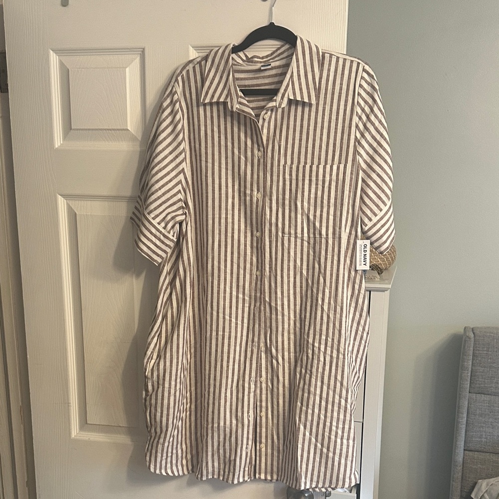 Striped Linen blend dress NWT